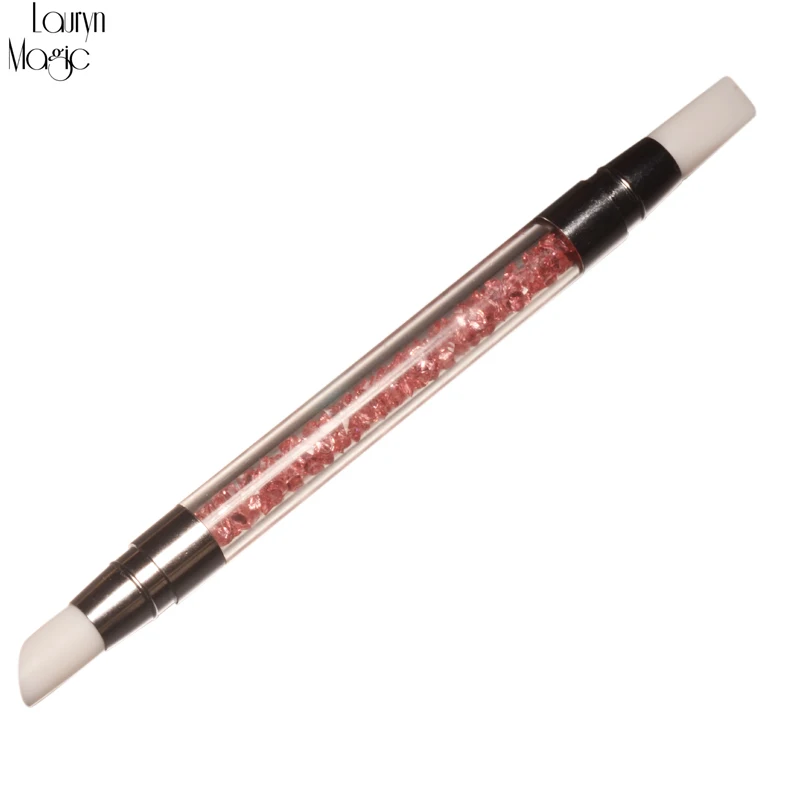 

1Pc 2 Heads Silicone Nail Art Sculpture Pen Rhinestone Acrylic Handle for Emboss Carving Craft Polish 5 Colors Manicure Tool