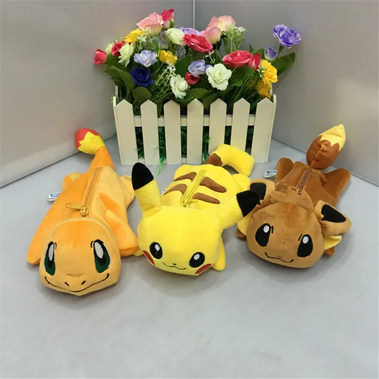 

Pocket Pikachu plush Pencil Pen Case Wallet Bag For Student Tools Cosmetic Make Up Purse Bag Storage Pouch Gift Pen toys Plush