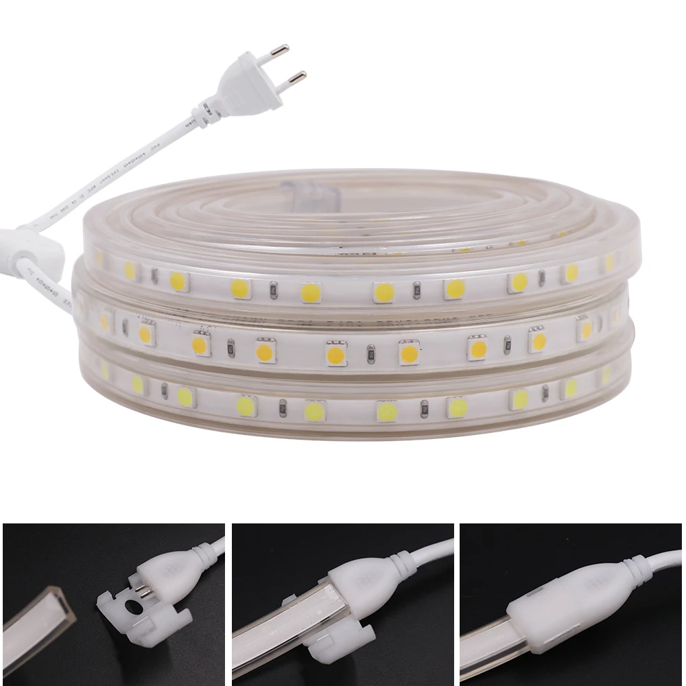 Светодиодная лента SMD5050 220 в водонепроницаемая светодиодная 60 светодиодов/м