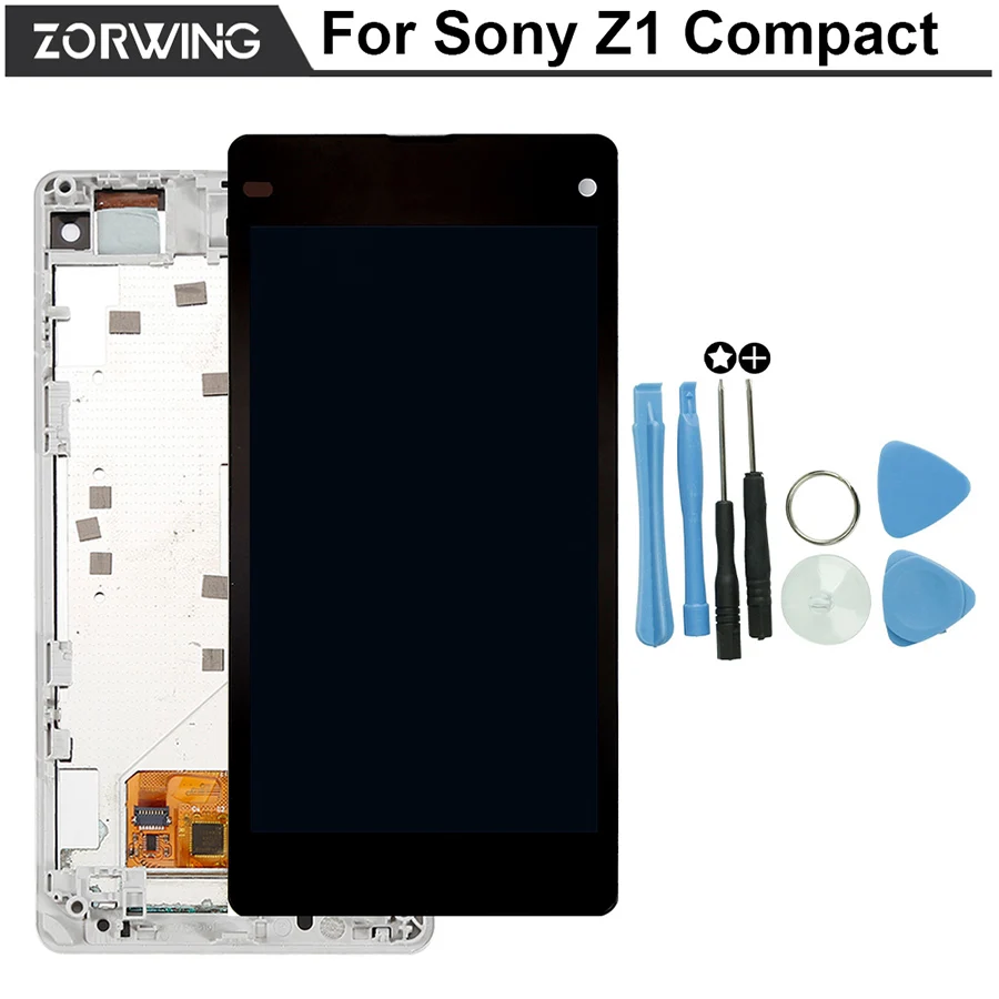 

100% Tested Grade AAA Black/White Display Screen For Sony Xperia Z1 Compact LCD D5503 M51W With Touch Screen Digitizer + Frame