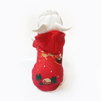 

Christmas Autumn Winter Pet Dogs Clothes Red Cartoon Apparel Outfit Hoodie For Small Dog Christmas Costume Decor