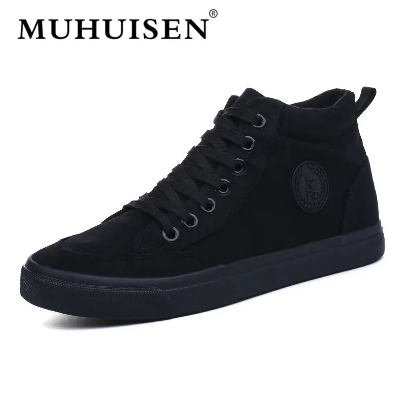 

2018 New Men's Vulcanize Shoes Hot sale High Top Retro lace-up Canvas Casual Shoes Fashion Breathable Flats Shoes Men Sneakers