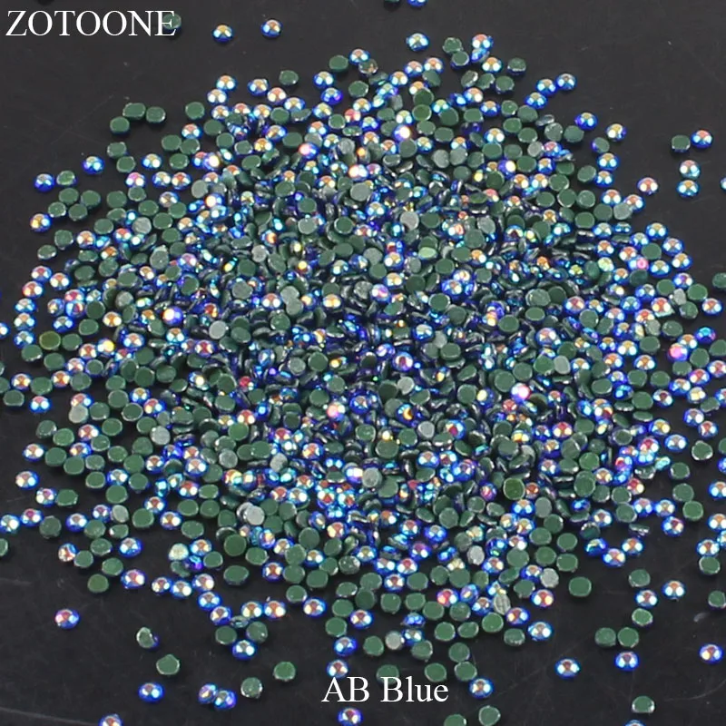 ZOTOONE Железный стеклянный стразы горячей фиксации с плоским основанием AB синий