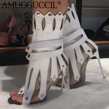 

2020 New Plus Big Size 35-52 Black White Zip Fashion Sexy Party High Heel Summer Female Ladies Women Sandals L1057