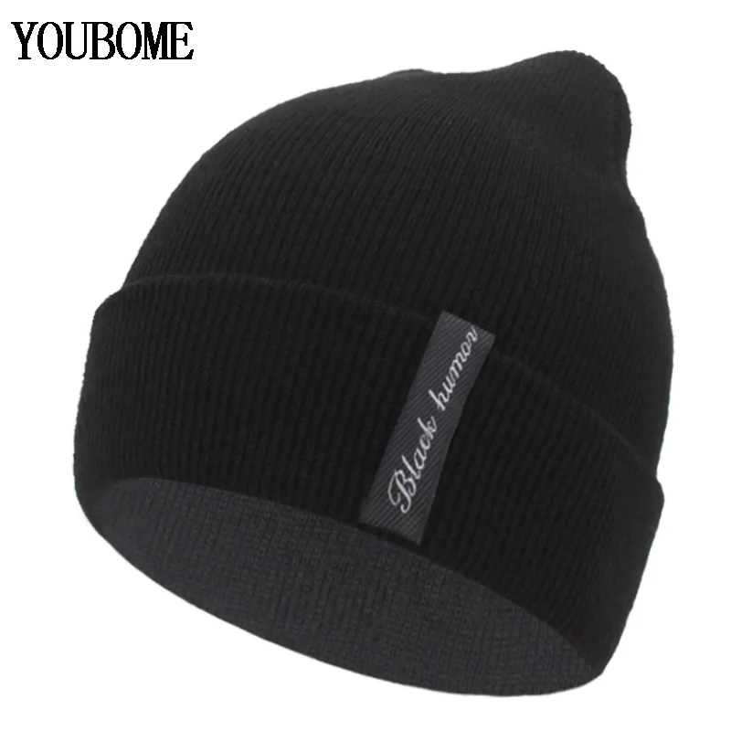 YOUBOME Winter Knitted Hat Women Skullies Beanies Hats For Men Black ...