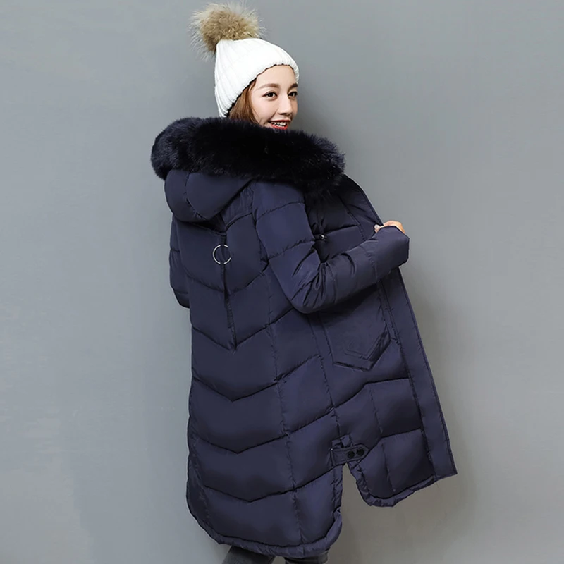 Avec Manteau army Parkas Solide Green gris Femmes 2017 Fermeture Coton Mince Plus lavande Noir Chaud Qh0596 Taille Pour marine Épais Fourrure Veste Couleur rouge À Capuchon Hiver Éclair Matelassée Bleu Longue La Xq55w74F