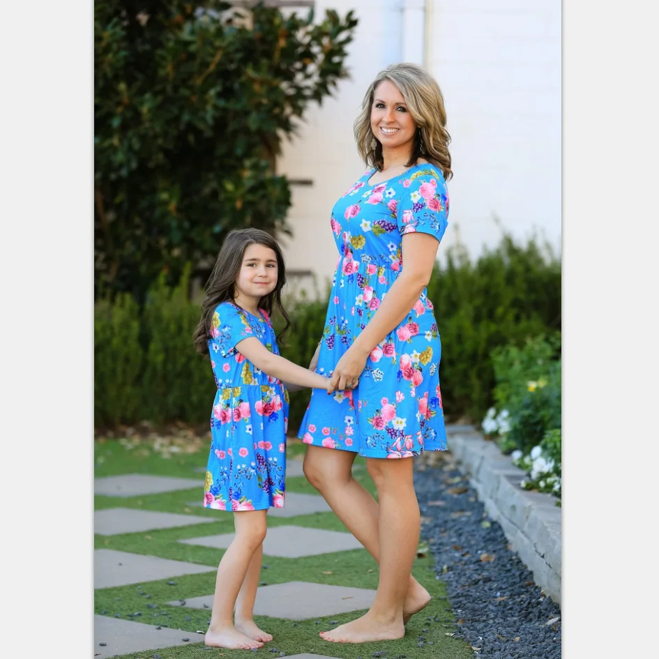 

mother daughter matching clothes baby girl dress womens boutique clothing floral dresses new fashion family look print love