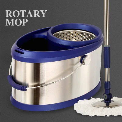 

Hand-free mop double drive stainless steel rotating mop bucket home automatic mop bucket