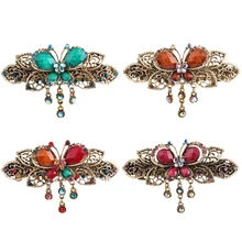 Женская кисточка Шпилька для девочек шпилька для волос со стразами в форме бабочки тканые шпильки для укладки волос бабочка пружинный зажим Горизонтальный зажим для волос