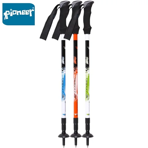 Fibra de Carbono Vara de Acampamento Pioneer Caminhadas Caminhada Trekking Ultra-leve Ajustável Alpenstock Escalada Esqui Pólo 2020