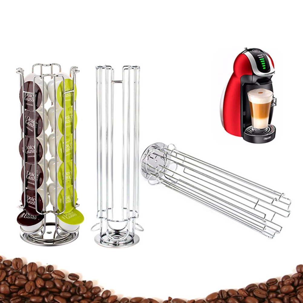 Dolce Gusto Nespresso POD Holder Capsule Stand Chrome Revolving Coffee