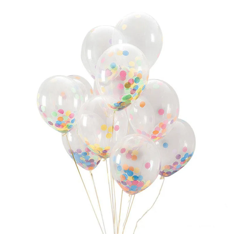 5Pcs/lot 12inch Multicolor Confetti Balloons Clear Latex Balloon