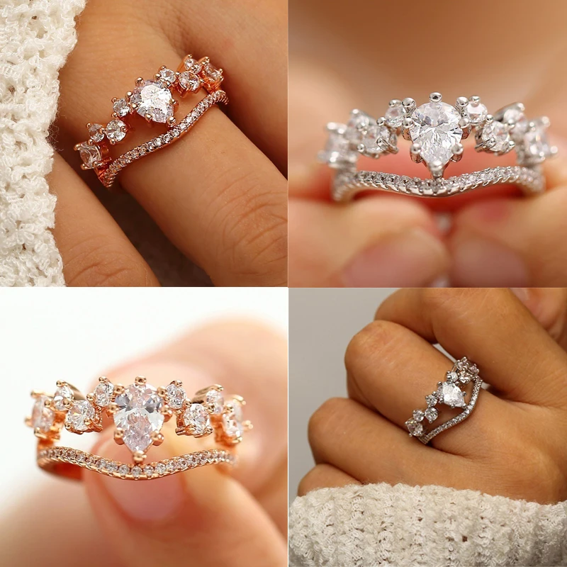  Cute  Boho Female Queen Crown Ring  Vintage 925 Silver 