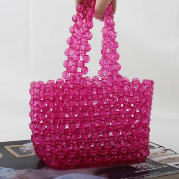 

Summer new 3 color Crystal Bag Designer Pearls Jelly Bag Clutch Clear Bag Crossbody Messengers Women Crystal Handbag Pouch Totes