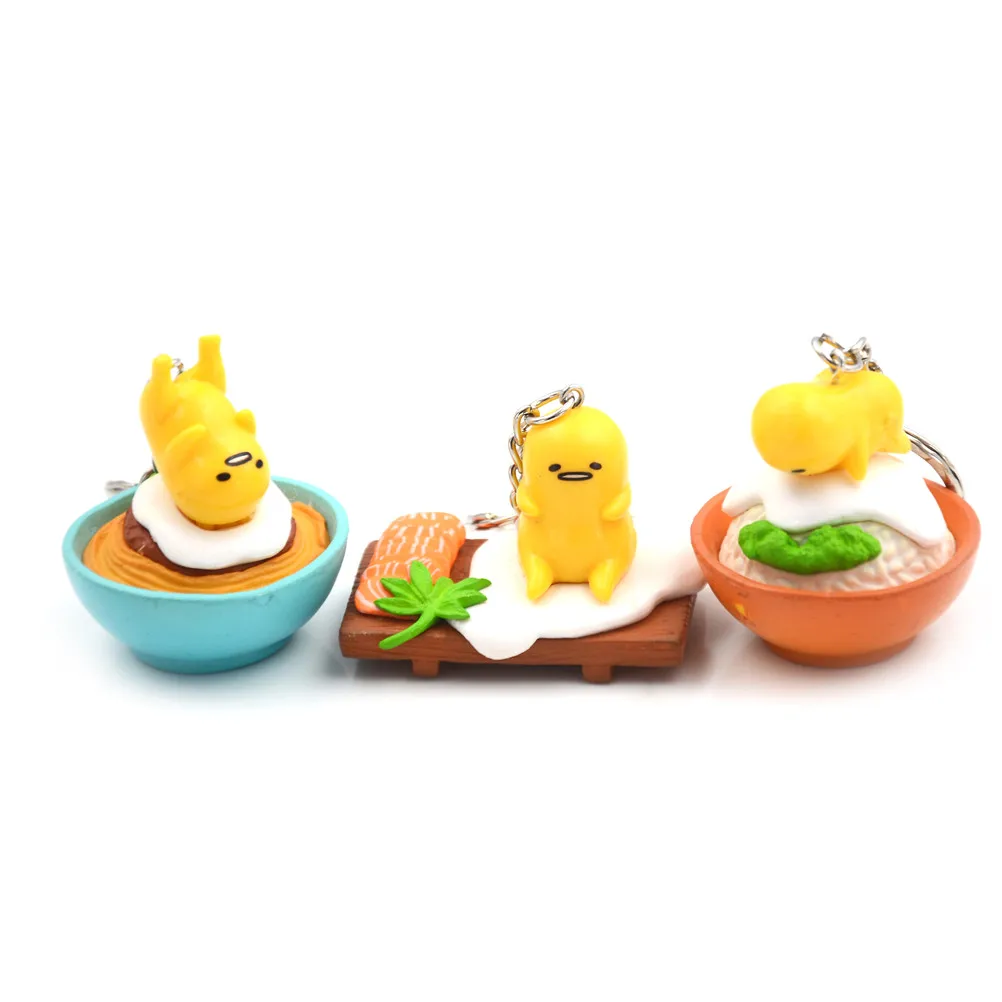 

PVC Egg Keyring Pendant Keychain Toys Lazy Action Figure Toys Random Type Yellow White 2-3Cm