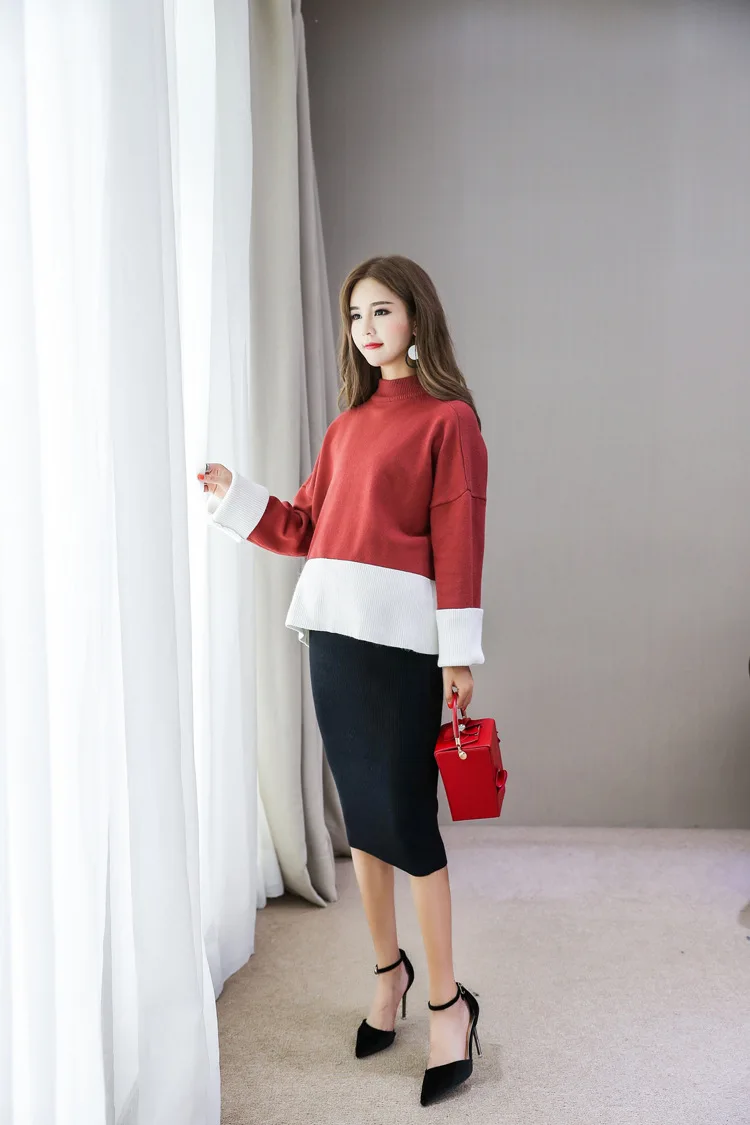 shorha Spring Autumn Korean Fashion Maternity Belly Skirts Woolen Knitted Stretch Skirts Bottom for Pregnant Women