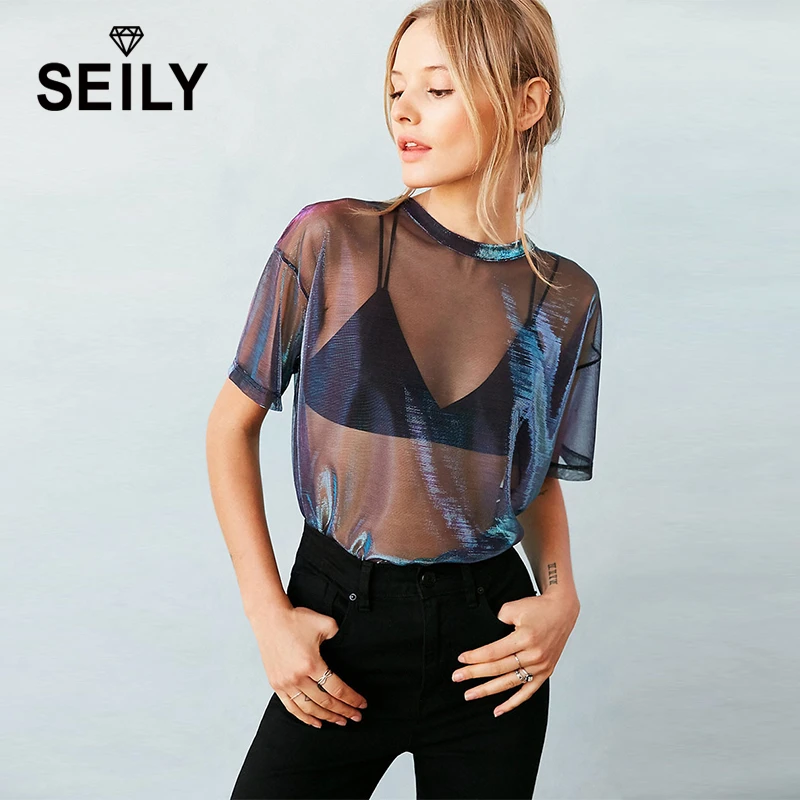 sheer top short sleeve