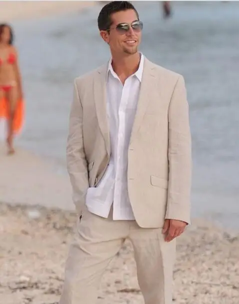 Summer Champagne Linen Men Suits 2 Ons Beach Wedding Prom Summer Champagne Linen Men Suits 2 Ons Beach Wedding Prom Tuxedos Groom Wear Latest Blazer Pant Designs Custom Made In From S Clothing