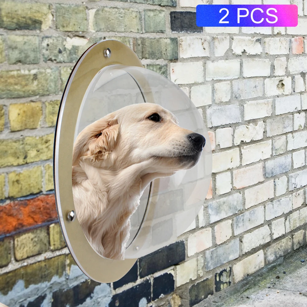 2PCS Pet Dog Fence Window Cats Dogs Peek Bubble Durable Acrylic Dome