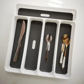 

HobbyLane Kitchen Tableware Spoon Fork Tray Storage Box Drawer Divider for Kitchen Closet Organizer