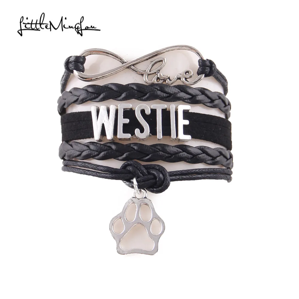 Маленький MingLou Бесконечность любовь westie браслет с фигуркой собаки pet лапа