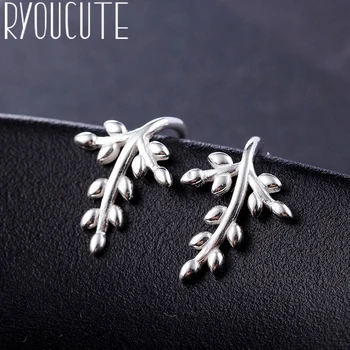 

RYOUCUTE Real Silver Color Leaf Earrings for Women Wedding Jewelry Korean Pure Silver Earring Pendientes Bijoux