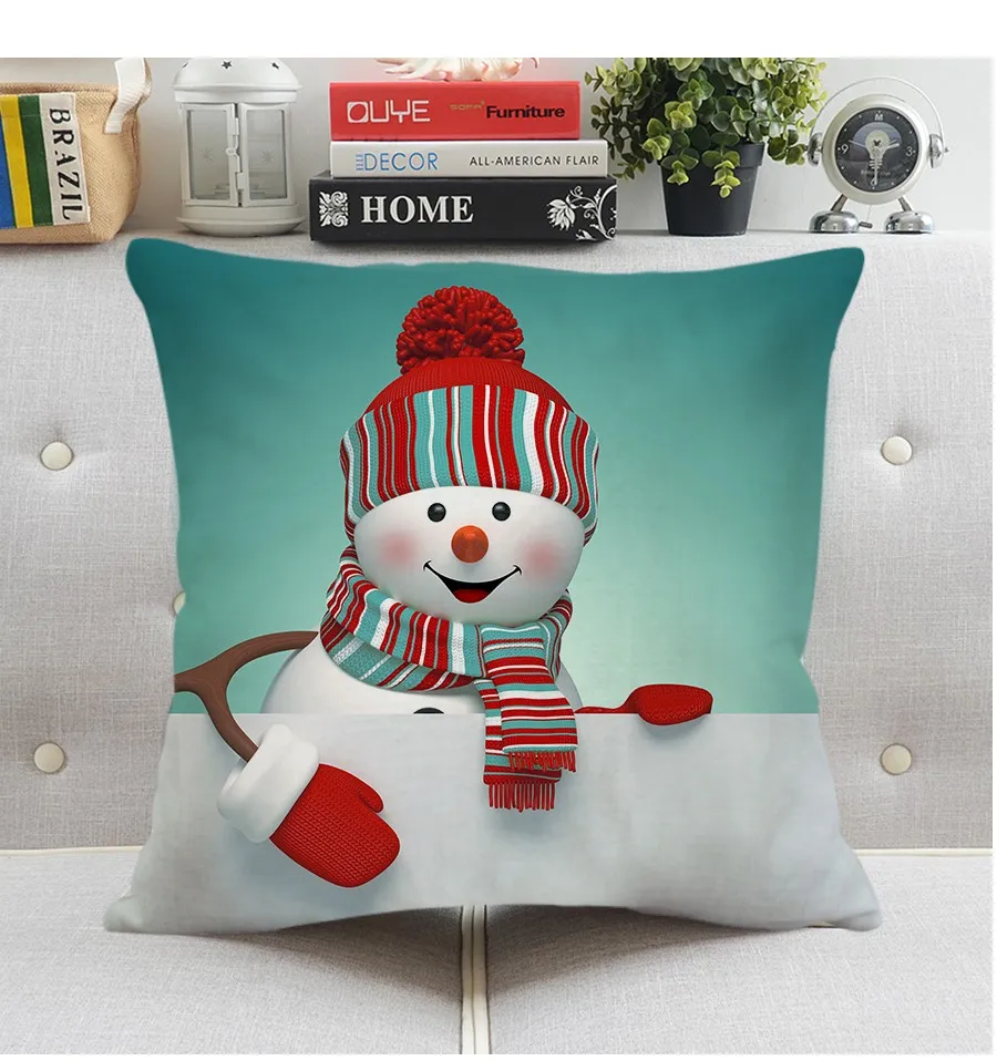 Снеговик Рождественская наволочка для подушки 45x45 см полиэстер и лен наволочки для подушек Декоративные Чехлы для подушек домашний декор 1 шт./лот