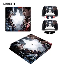 ARRKEO Мстители виниловая наклейка PS4 тонкая кожа Наклейка для sony playstation 4 Slim консоли и 2 контроллеров Бесплатный светодиодный светильник бар