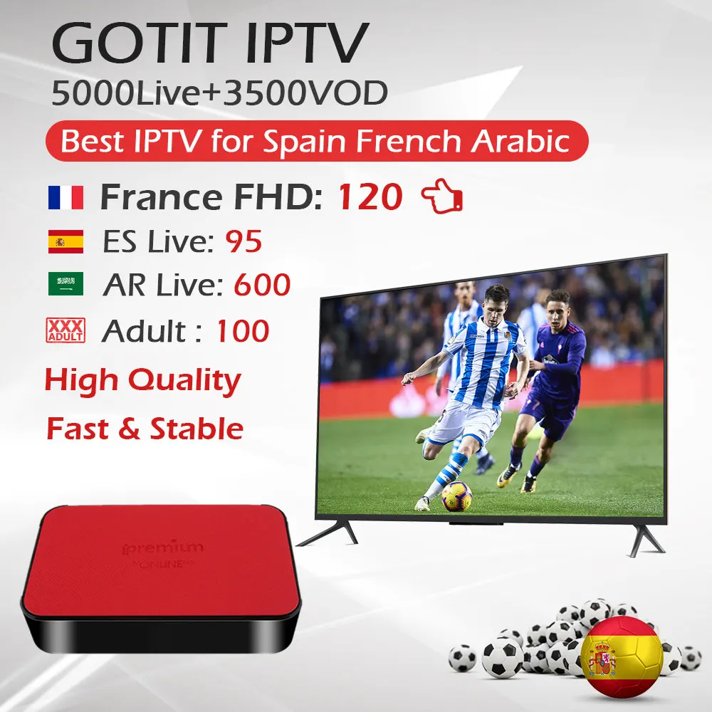 

TVonline Android TV Box+1 Year KING IPTV Adult TV Amlogic S905X Quad-core BT 4.0 2.4G Wifi Set Top Box France Arabic Spain IPTV