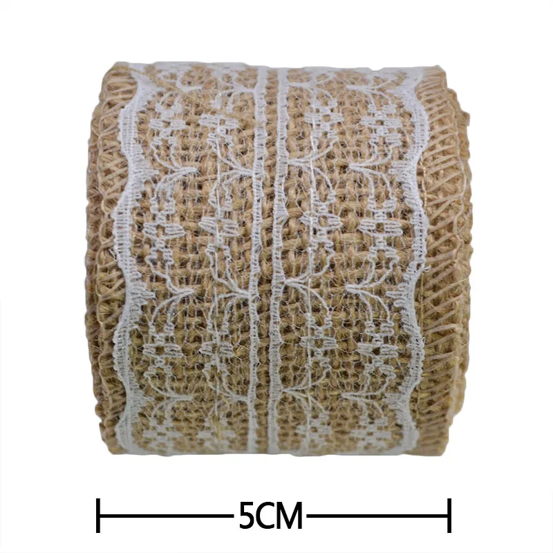 2 м 5 см лента из джута, мешковины деревенские винтажные Свадебные поделки «сделай сам» декоративная лента из мешковины с кружевом джутовый рулон с Рождеством вечерние товары для дома