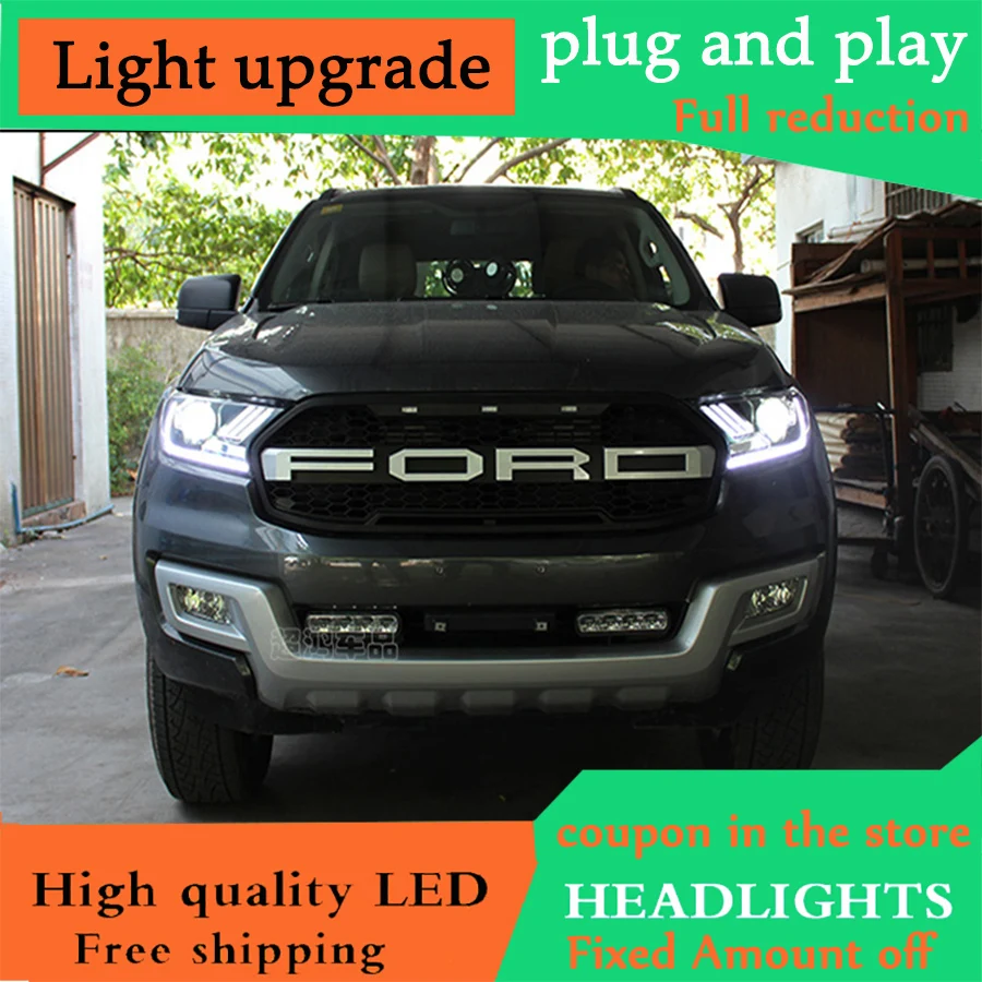 D YL автомобильный Стайлинг для Ford Ranger фар 2016 2017 Everest светодиодный головной фонарь