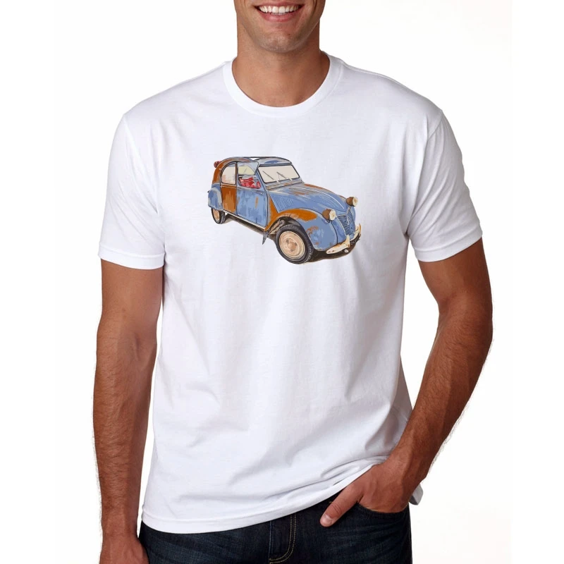 

Summer Style Evolution of Citroen 2CV classic car T-Shirt Tops Funny Gift T Shirt For Men Tee
