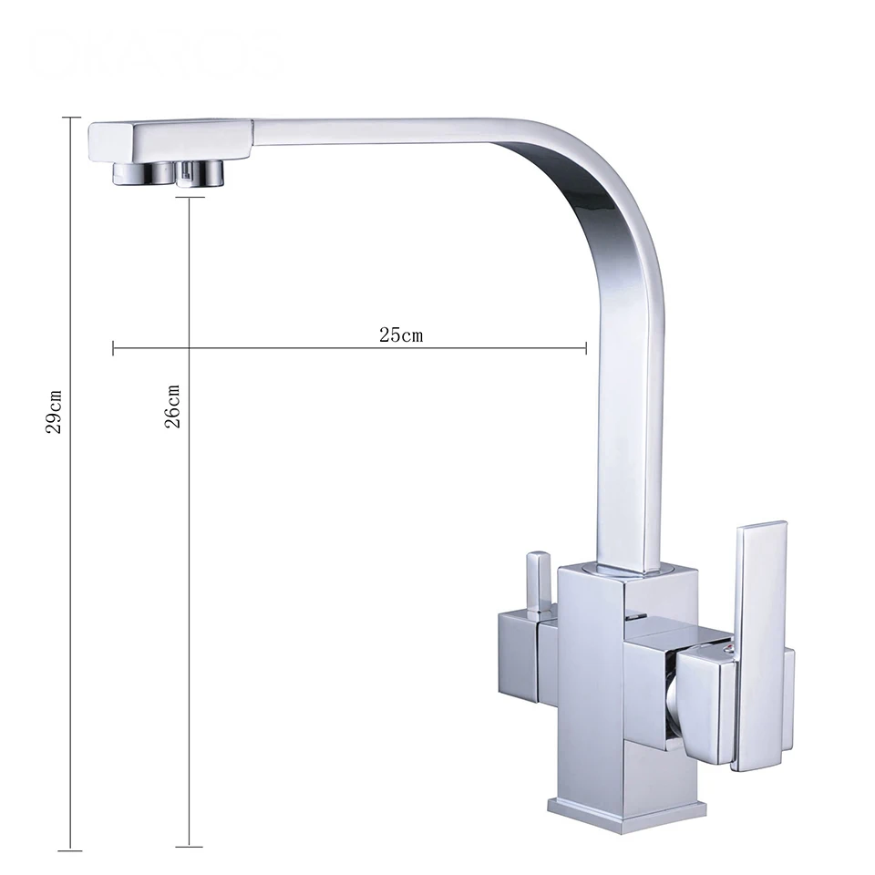 OKAROS фильтр черный кран кухонный кран латунь два отверстия квадратный кухонный бар питьевой воды Смеситель кран Grifo de cocina C016