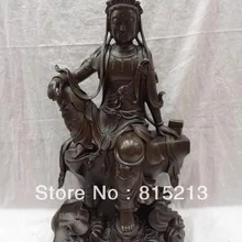 Ван 000120 2" Китай Китайский Чистая Бронзовый Буддизм Джосс Кван-Инь Гуань Инь Статуя Будды Набор