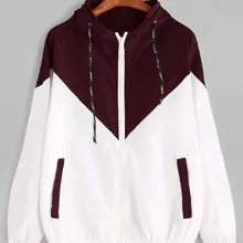 Красивые женские куртки весна осень с капюшоном двухцветная ветровка куртка на молнии карманы Повседневная с длинным рукавом Feminino пальто верхняя одежда