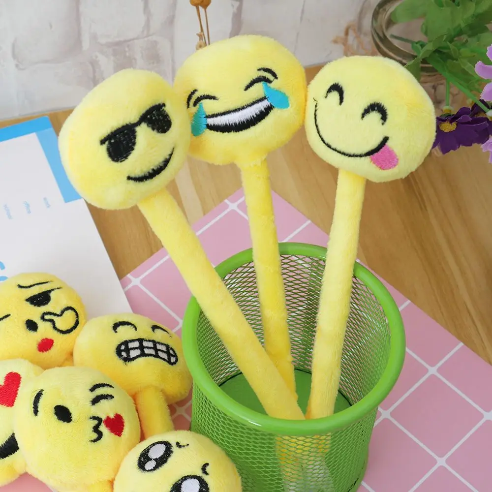 

Emoji Cute Kawaii Plush Ballpoint Pen Creative Cartoon Facial Expression Ball Pen For Kids School Supplies Free Shipping