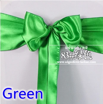 

Green colour high quality satin sash chair bow for chair covers sash spandex party and wedding decoration wholesale