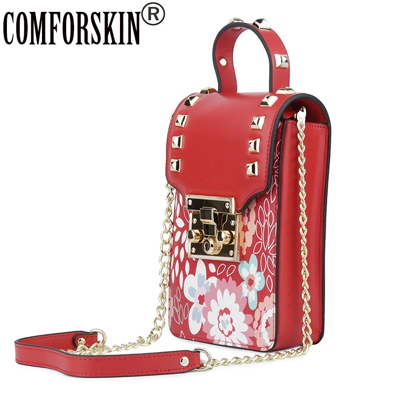 

CMFORSKIN New Arrivals Lady Messenger Bags Embossing Flower Mobile Phone Bag European and American Small Size Women Handbags