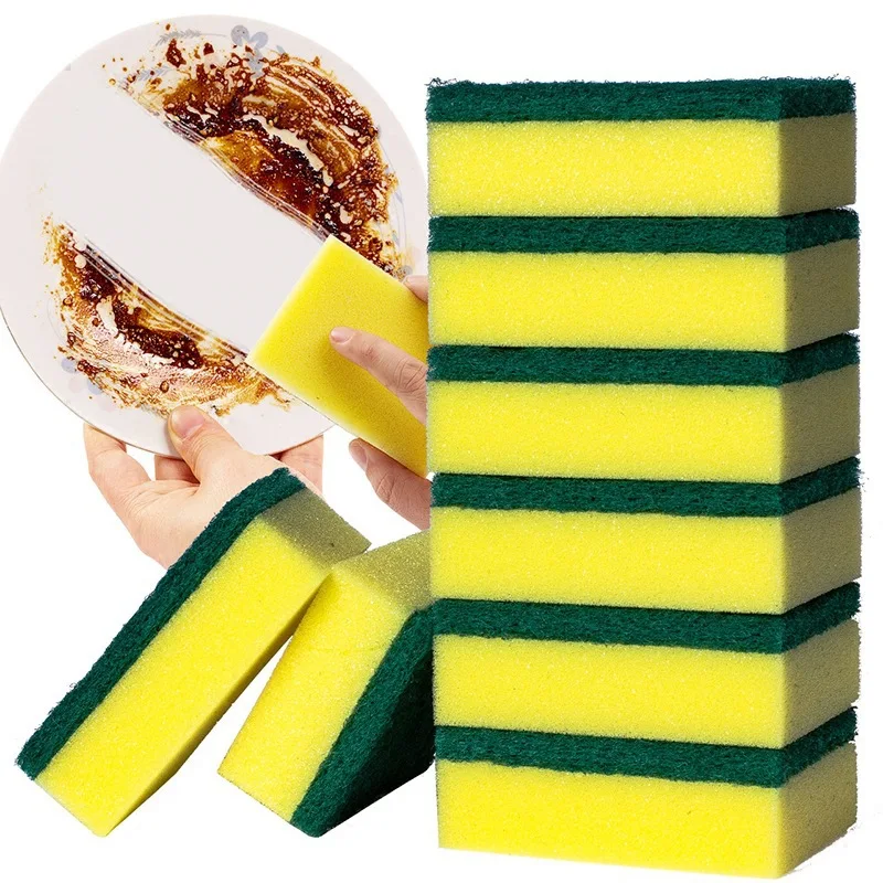 

5pcs Dishwashing Sponge High Density Sandy Dish Cleaning Sponge Kitchen Scouring Pads Dust Wipes Home Clean Sponge 9*6*3cm AT07
