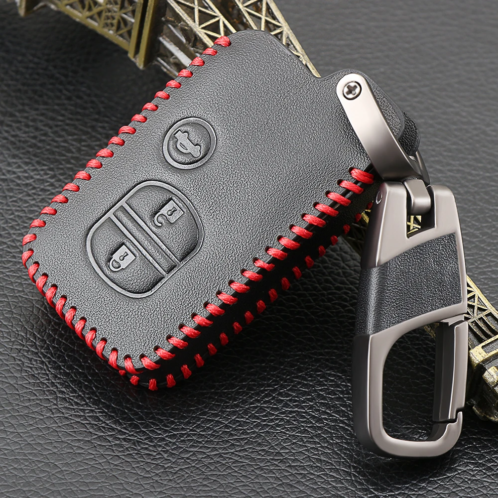 Genuine Leather Car Key Case Cover Keychain Holder for Toyota Land Cruiser Prado 150 Camry Prius Crown for Subaru Foreste XV