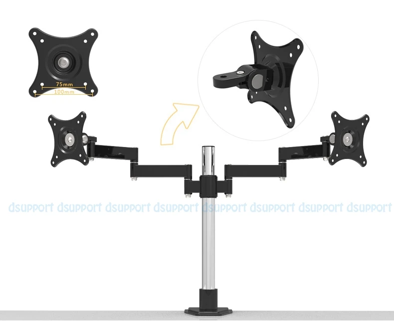 Настольный двойной ЖК-монитор компьютера держатель 360 градусов Поворотный свободный подъем двойной держатель монитора загрузка 10 кг каждый
