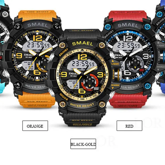SMAEL Men Military Watch 50m wodoodporny zegarek LED zegar kwarcowy męski relogios męski 1617 cyfrowe zegarki sportowe mężczyźni tanie i dobre opinie Quartz Wristwatches Complete Calendar Shock Resistant Rattrapante Stop Watch LED display Auto Date Water Resistant Chronograph Back Light Multiple Time Zone Alarm Perpetual Calendar SMAEL Men Military Watch 50m wodoodporny zegarek LED zegar kwarcowy męski relogios męski 1617 cyfrowe zegarki sportowe mężczyźni tanie i dobre opinie Quartz Wristwatches Complete Calendar Shock Resistant Rattrapante Stop Watch LED display Auto Date Water Resistant Chronograph Back Light Multiple Time Zone Alarm Perpetual Calendar