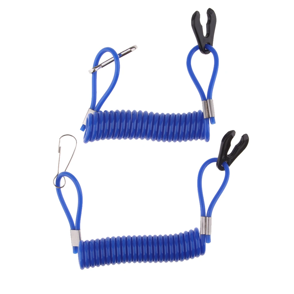 2 Pieces Outboard Engine Motor Kill Stop Switch Tether Cord Lanyard for Yamaha Outboard Engine Motor 9cm Blue 