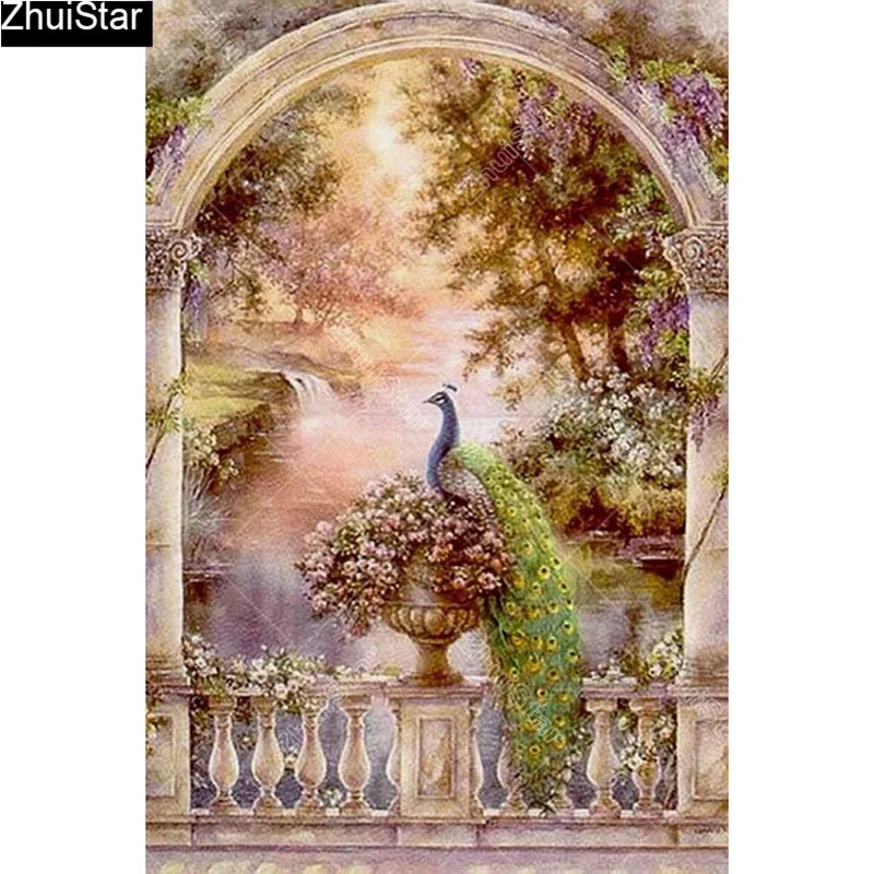 

Full Square 5D DIY Diamond Painting "Pretty peacock" Embroidery Cross Stitch Mosaic Home Decor Gift CJ16
