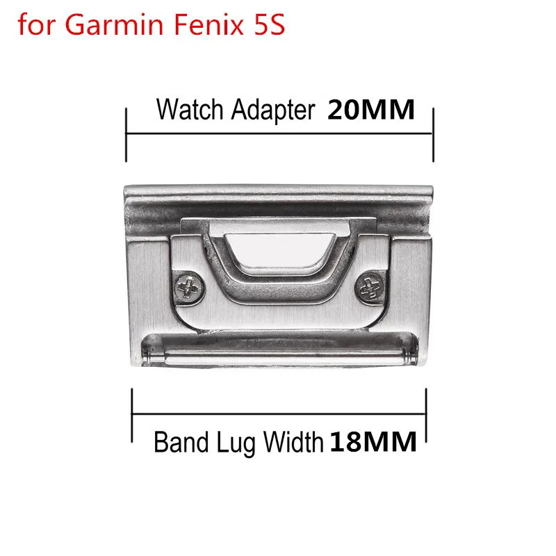 Универсальный металлический ремешок-адаптер для наручных часов 20 мм 22 мм 26 мм разъем для Garmin Fenix5X/Fenix5/5S/3 все модели Сменные - Цвет ремешка: 20 Silver 2 pcs