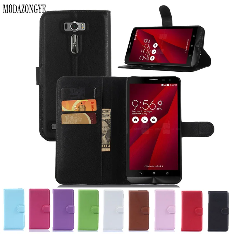 Роскошный чехол бумажник из искусственной кожи с откидной крышкой для Asus Zenfone 2