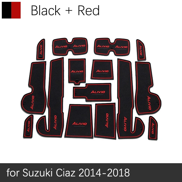 Противоскользящие резиновые ворота слот чашки коврик для Suzuki SX4 S-Cross Swift Ciaz Vitara S кросс-аксессуары стикер - Название цвета: Red Ciaz 14-18