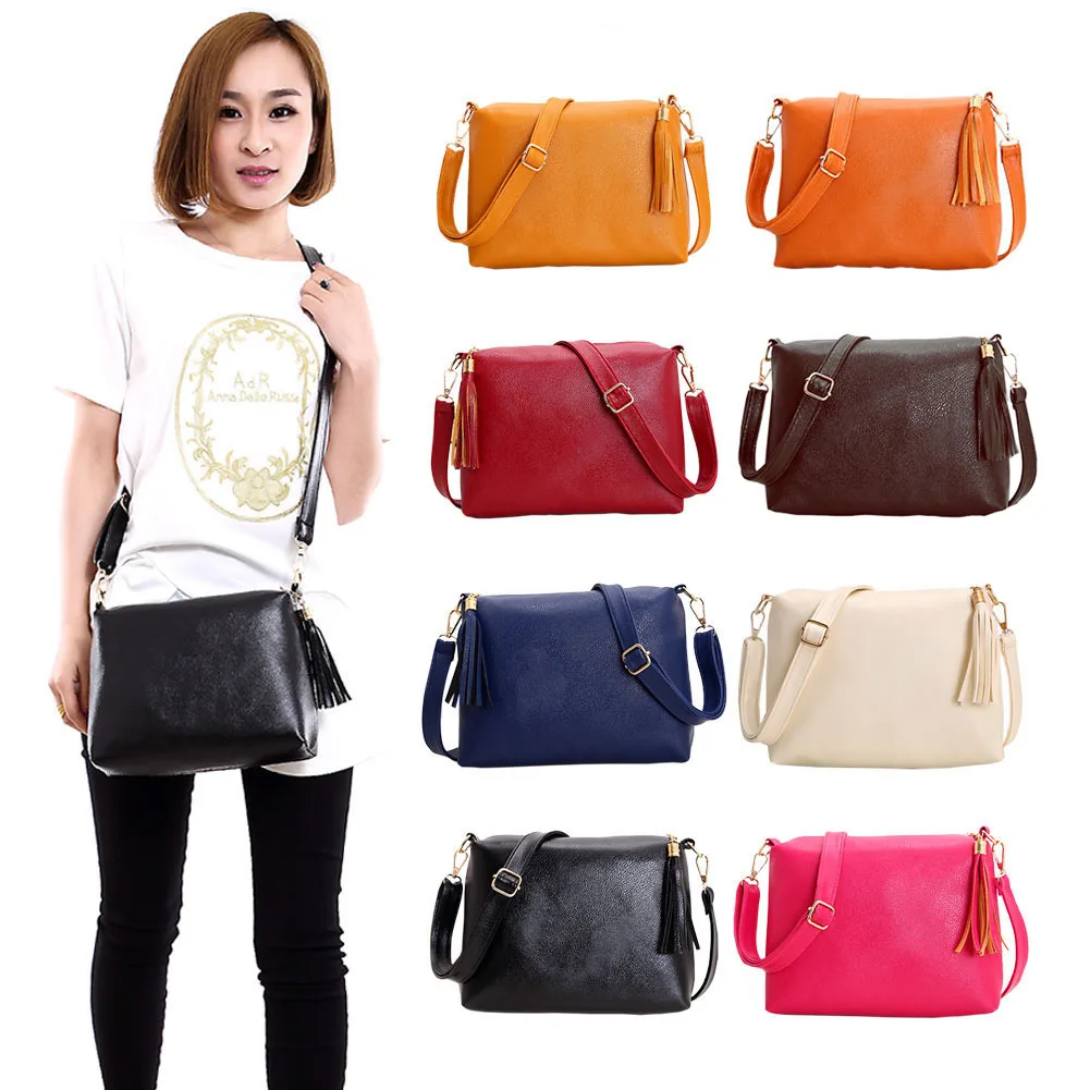 

HOBBAGGO Popular Handbags Mini PU Messenge Bag Small Diagonal Women One Shoulder Tassel Bags High Quality New