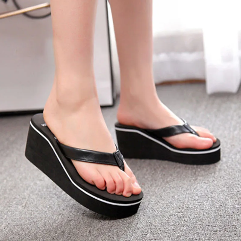 

2019 Fashion Travel Female Slope With Slipper Outdoor Summer Sexy Flip Flops Women Sandals Bohemian Muffin Slope With Sandals