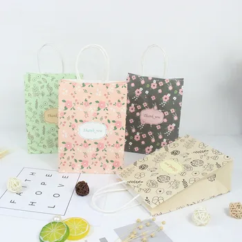 

AVEBIEN 50pcs Thank you Kraft Paper Gift Bags Wedding Decoration Shopping Package Thanksgiving Party Candy Gift Bags with Handle